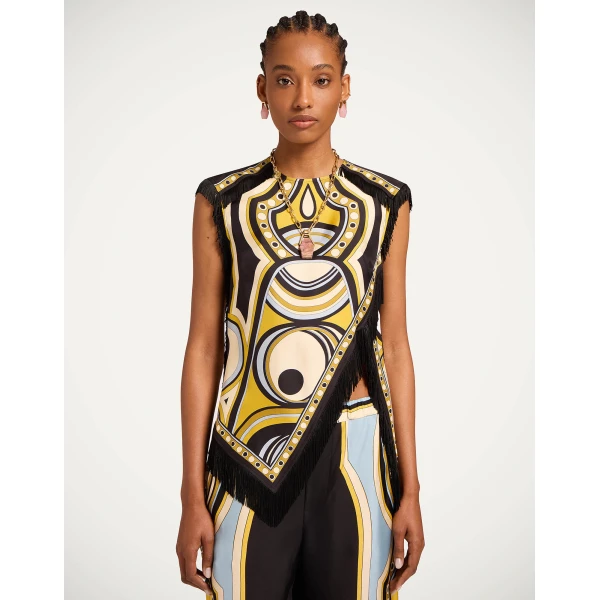 La DoubleJ Scarf Top in Sanctuary Placée Gold - Tops - Milanese Maximalist Fashion at Luxury Shoes 