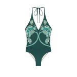 La DoubleJ Sexy Swimsuit in Blooming Tulip Placée Dark Green - Beachwear - Milanese Maximalist Fashion at Luxury Shoes 