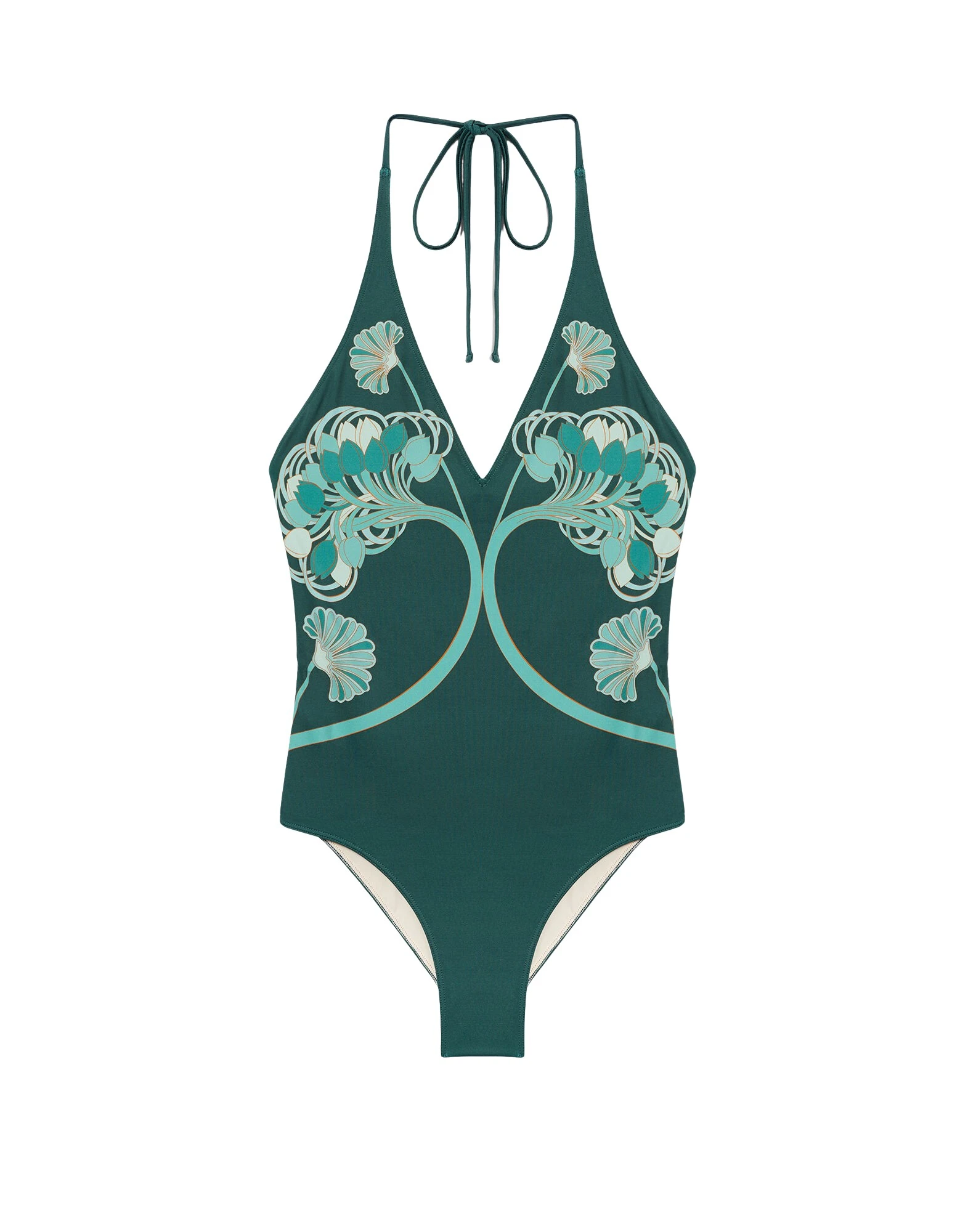La-DoubleJ-Sexy-Swimsuit-in-Blooming-Tulip-Placee-Dark-Green80732_nobg La DoubleJ Sexy Swimsuit in Blooming Tulip Placée Dark Green - Beachwear - Milanese Maximalist Fashion at Luxury Shoes