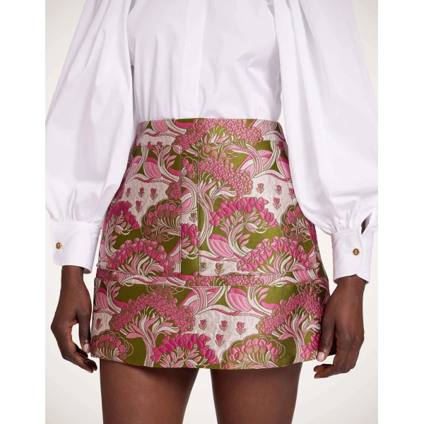La DoubleJ Short Skirt in Tulip Green - Skirts - Milanese Maximalist Fashion at Luxury Shoes 
