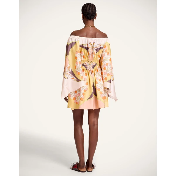 La DoubleJ Sienna Mini Dress in Florette Placée Pale Pink - Dresses - Milanese Maximalist Fashion at Luxury Shoes 
