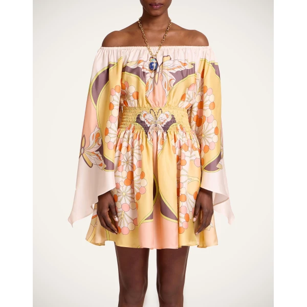 La DoubleJ Sienna Mini Dress in Florette Placée Pale Pink - Dresses - Milanese Maximalist Fashion at Luxury Shoes 