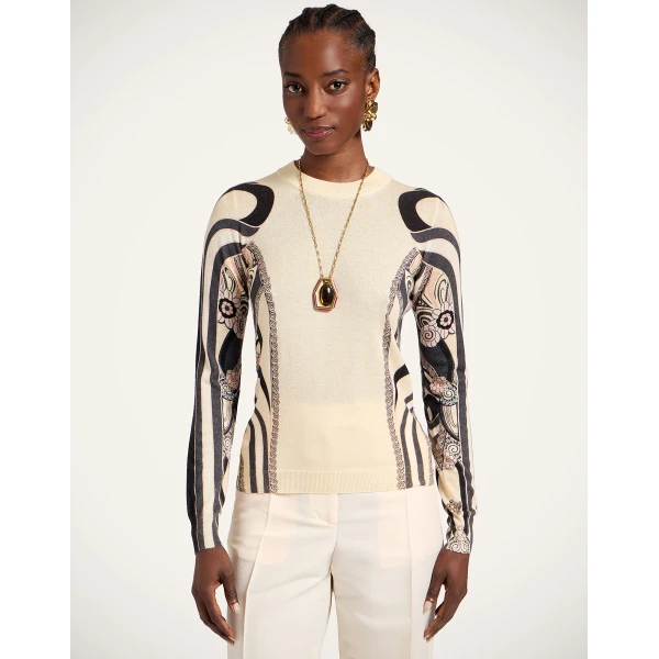 La DoubleJ Silky Crew Neck in Ambrosia Placée Pale Pink - Knitwear - Milanese Maximalist Fashion at Luxury Shoes 