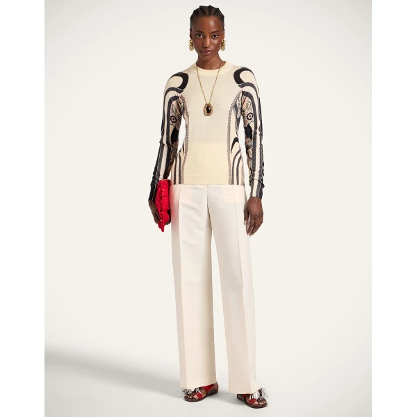 La DoubleJ Silky Crew Neck in Ambrosia Placée Pale Pink - Knitwear - Milanese Maximalist Fashion at Luxury Shoes 