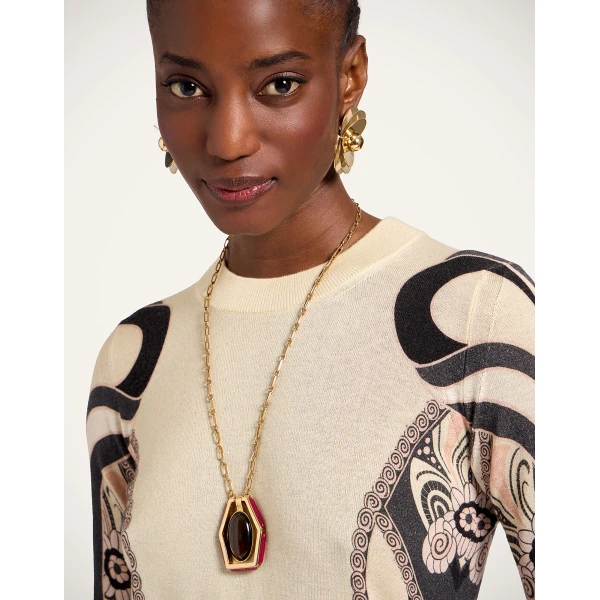 La DoubleJ Silky Crew Neck in Ambrosia Placée Pale Pink - Knitwear - Milanese Maximalist Fashion at Luxury Shoes 