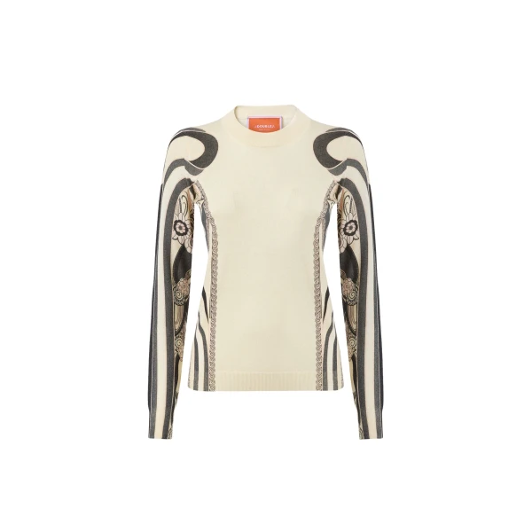 La DoubleJ Silky Crew Neck in Ambrosia Placée Pale Pink - Knitwear - Milanese Maximalist Fashion at Luxury Shoes 