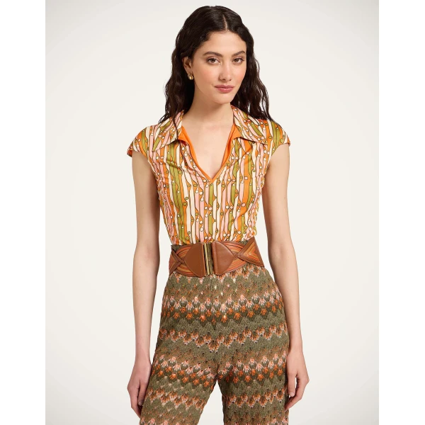 La DoubleJ Sleeveless Stretch Polo in Smarties Orange - Tops - Milanese Maximalist Fashion at Luxury Shoes 