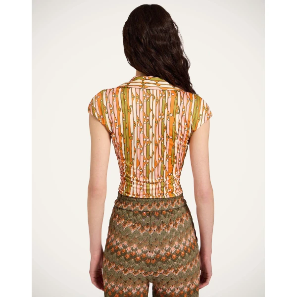 La DoubleJ Sleeveless Stretch Polo in Smarties Orange - Tops - Milanese Maximalist Fashion at Luxury Shoes 