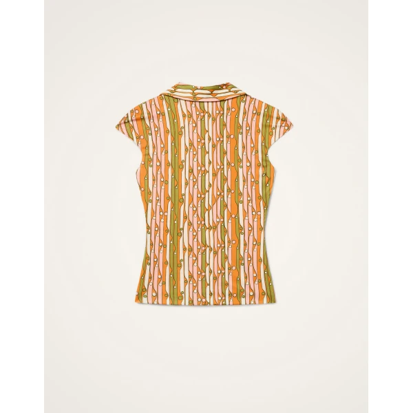 La DoubleJ Sleeveless Stretch Polo in Smarties Orange - Tops - Milanese Maximalist Fashion at Luxury Shoes 