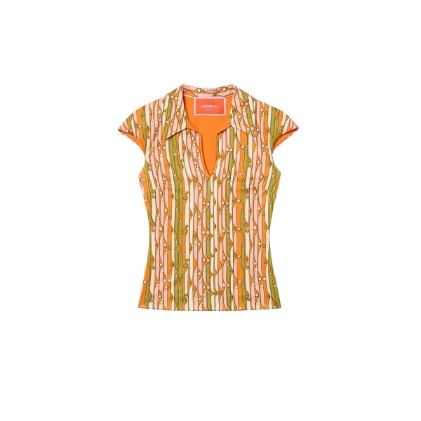 La DoubleJ Sleeveless Stretch Polo in Smarties Orange - Tops - Milanese Maximalist Fashion at Luxury Shoes 