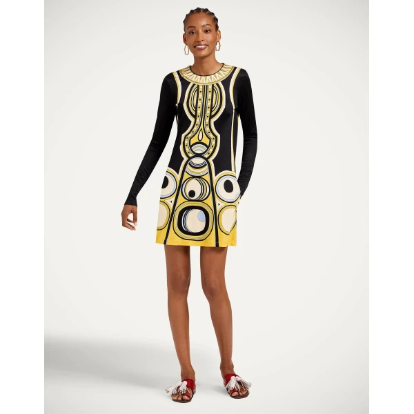 La DoubleJ Slinky Mini Swing Dress in Sanctuary Placée Black - Dresses - Milanese Maximalist Fashion at Luxury Shoes 