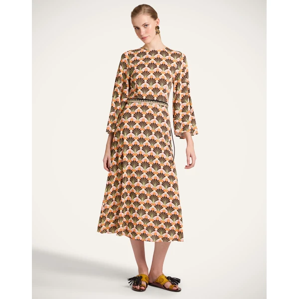 La DoubleJ Sorella Dress in Florette Fan Brown - Dresses - Milanese Maximalist Fashion at Luxury Shoes 