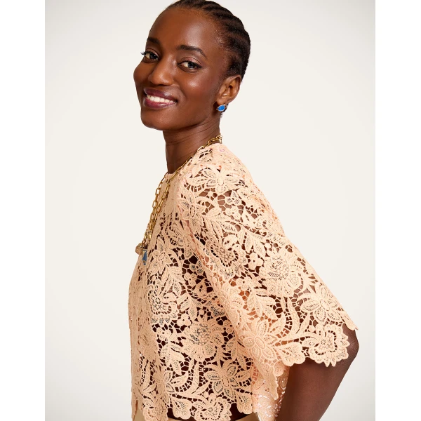 La DoubleJ Spotlight Top in Solid Apricot - Tops - Milanese Maximalist Fashion at Luxury Shoes 