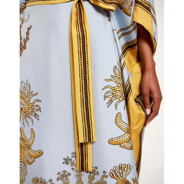 La DoubleJ Square Kaftan in Oceania Placée Light Blue - Dresses - Milanese Maximalist Fashion at Luxury Shoes 