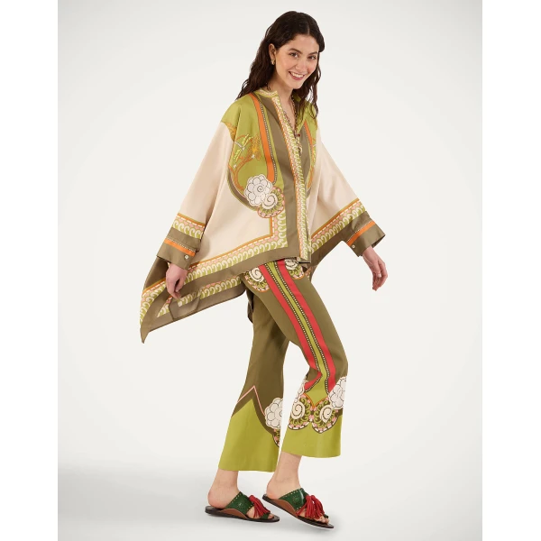 La DoubleJ Stretch Pants in Ambrosia Placée Green - Pants - Milanese Maximalist Fashion at Luxury Shoes 