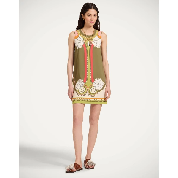 La DoubleJ Stretch Tunic in Ambrosia Placée Green - Dresses - Milanese Maximalist Fashion at Luxury Shoes 