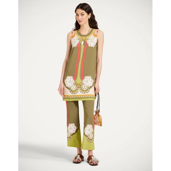 La DoubleJ Stretch Tunic in Ambrosia Placée Green - Dresses - Milanese Maximalist Fashion at Luxury Shoes 