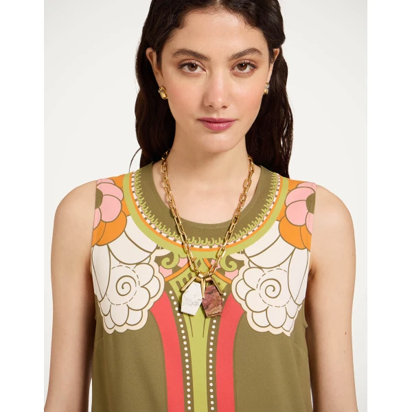 La DoubleJ Stretch Tunic in Ambrosia Placée Green - Dresses - Milanese Maximalist Fashion at Luxury Shoes 