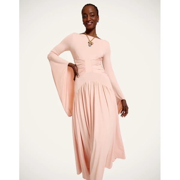 La DoubleJ Sublime Dress in Solid Peach - Dresses - Milanese Maximalist Fashion at Luxury Shoes 