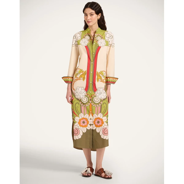 La DoubleJ Sundowner Tunic in Ambrosia Placée Ivory - Dresses - Milanese Maximalist Fashion at Luxury Shoes 