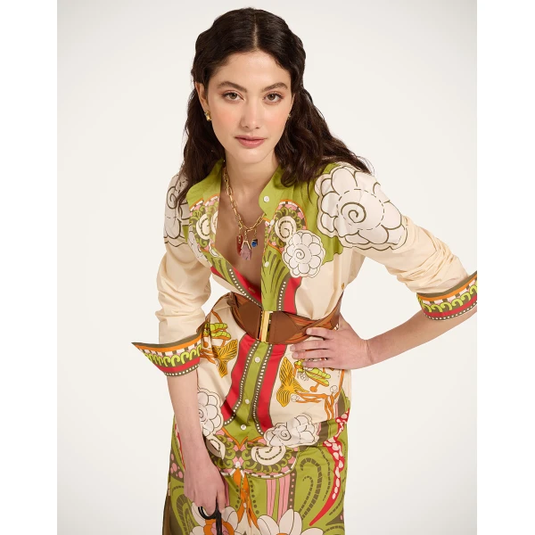 La DoubleJ Sundowner Tunic in Ambrosia Placée Ivory - Dresses - Milanese Maximalist Fashion at Luxury Shoes 