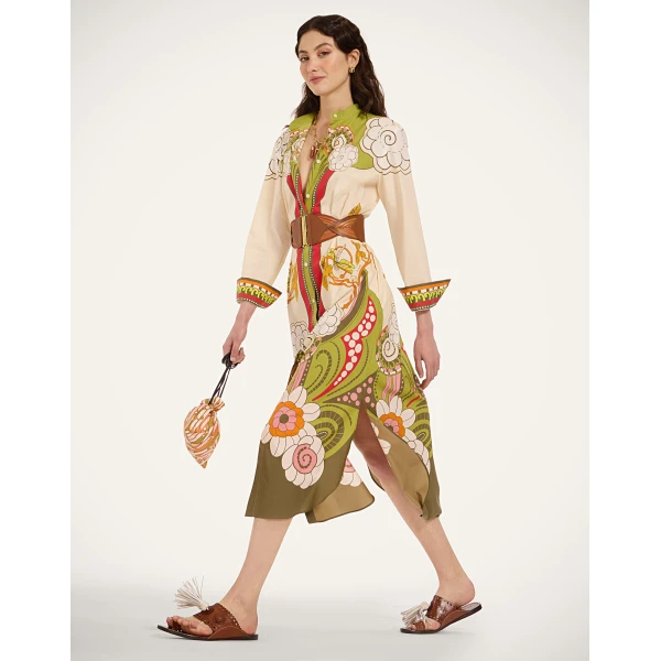La DoubleJ Sundowner Tunic in Ambrosia Placée Ivory - Dresses - Milanese Maximalist Fashion at Luxury Shoes 