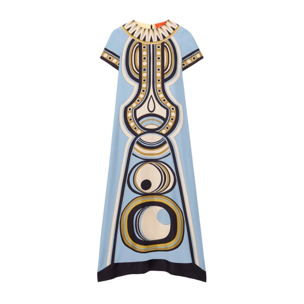 La DoubleJ Swing Dress in Sanctuary Placée Light Blue - Dresses - Milanese Maximalist Fashion at Luxury Shoes 