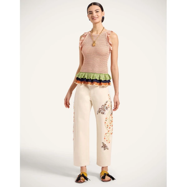 La DoubleJ The Barrel Jean in Solid Ecru - Pants - Milanese Maximalist Fashion at Luxury Shoes 