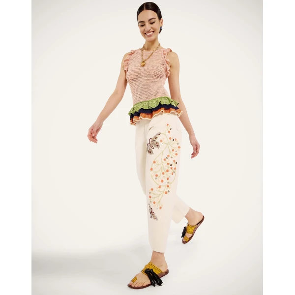 La DoubleJ The Barrel Jean in Solid Ecru - Pants - Milanese Maximalist Fashion at Luxury Shoes 