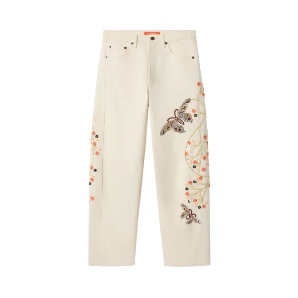 La DoubleJ The Barrel Jean in Solid Ecru - Pants - Milanese Maximalist Fashion at Luxury Shoes 