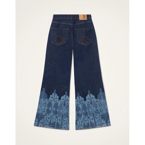 La DoubleJ The Cropped Flare Jean in Cocoon Placée Indigo - Pants - Milanese Maximalist Fashion at Luxury Shoes 