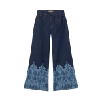 La DoubleJ The Cropped Flare Jean in Cocoon Placée Indigo - Pants - Milanese Maximalist Fashion at Luxury Shoes 