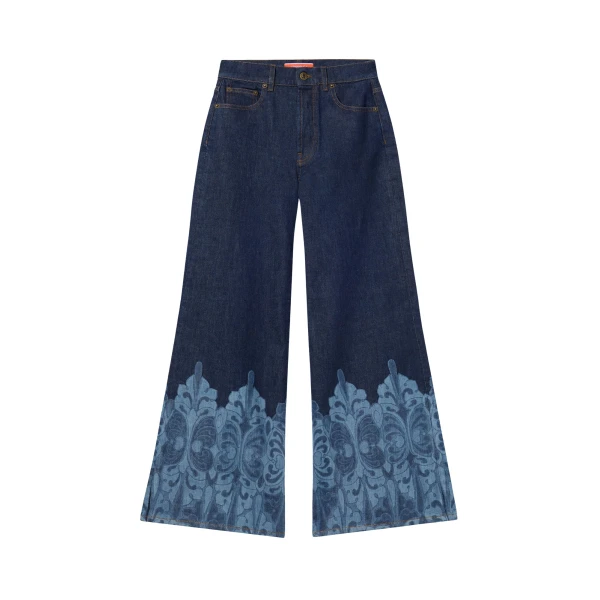 La DoubleJ The Cropped Flare Jean in Cocoon Placée Indigo - Pants - Milanese Maximalist Fashion at Luxury Shoes 