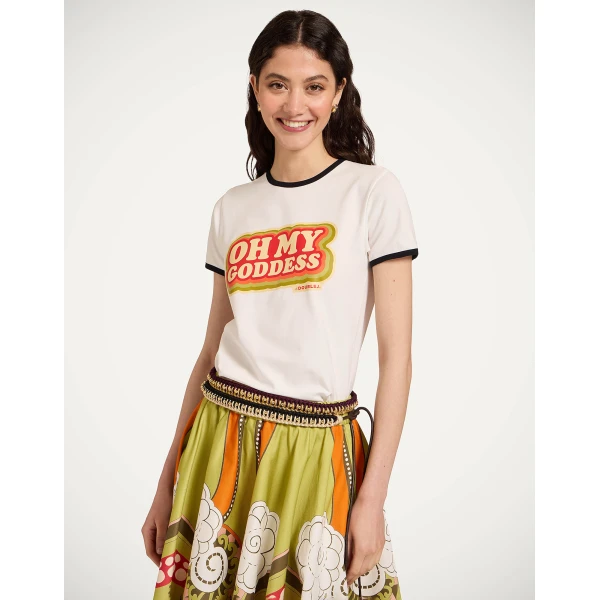 La DoubleJ The Cu-Tee Crop in Solid Ecru - Tops - Milanese Maximalist Fashion at Luxury Shoes 