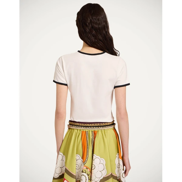 La DoubleJ The Cu-Tee Crop in Solid Ecru - Tops - Milanese Maximalist Fashion at Luxury Shoes 
