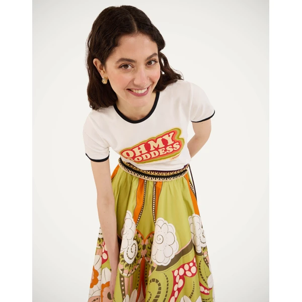La DoubleJ The Cu-Tee Crop in Solid Ecru - Tops - Milanese Maximalist Fashion at Luxury Shoes 