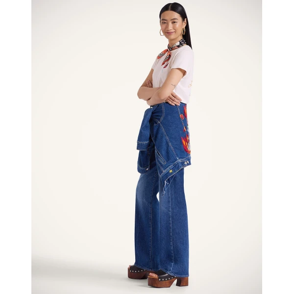 La DoubleJ The Tune Up Maven Sneak Jeans in Middle Child Blue - Pants - Milanese Maximalist Fashion at Luxury Shoes 