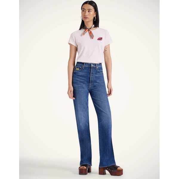 La DoubleJ The Tune Up Maven Sneak Jeans in Middle Child Blue - Pants - Milanese Maximalist Fashion at Luxury Shoes 