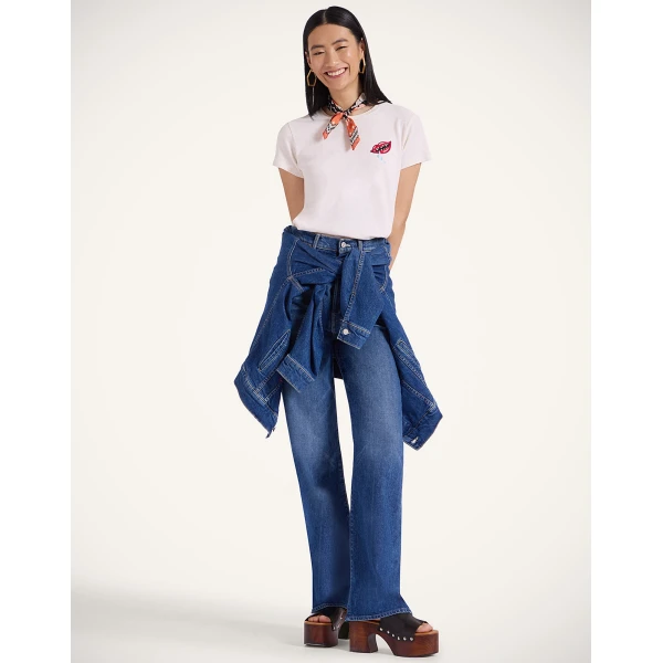 La DoubleJ The Tune Up Maven Sneak Jeans in Middle Child Blue - Pants - Milanese Maximalist Fashion at Luxury Shoes 