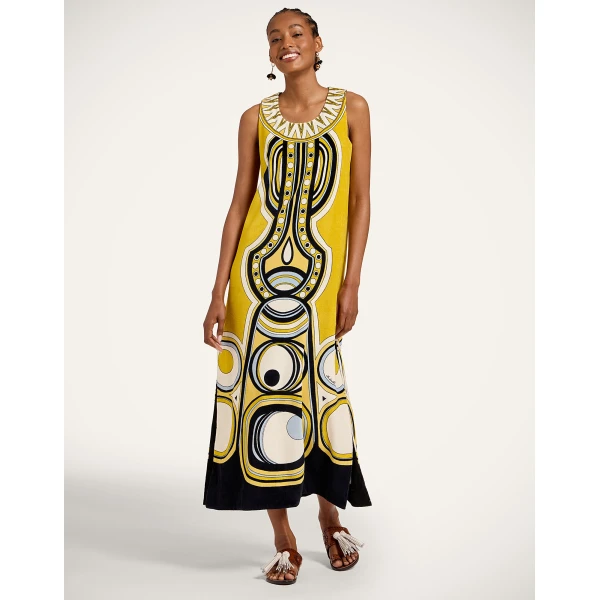 La DoubleJ Totem Dress in Sanctuary Placée Gold - Dresses - Milanese Maximalist Fashion at Luxury Shoes 