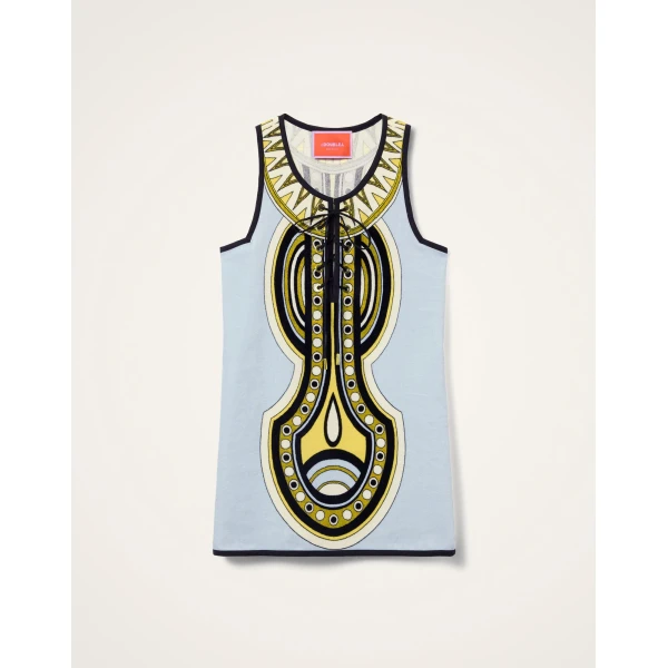 La DoubleJ Totem Mini Dress in Sanctuary Placée Light Blue - Dresses - Milanese Maximalist Fashion at Luxury Shoes 