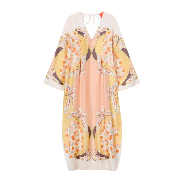 La DoubleJ Twin Flame Dress in Florette Placée Pale Pink - Dresses - Milanese Maximalist Fashion at Luxury Shoes 
