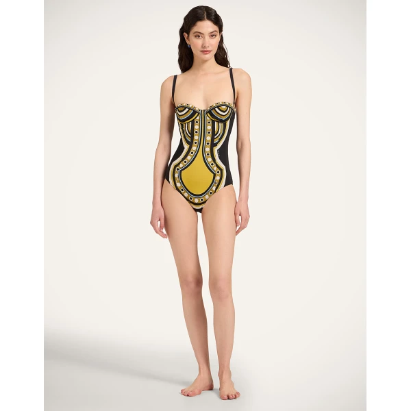 La DoubleJ Ursula Suit in Sanctuary Placée Black - Beachwear - Milanese Maximalist Fashion at Luxury Shoes 