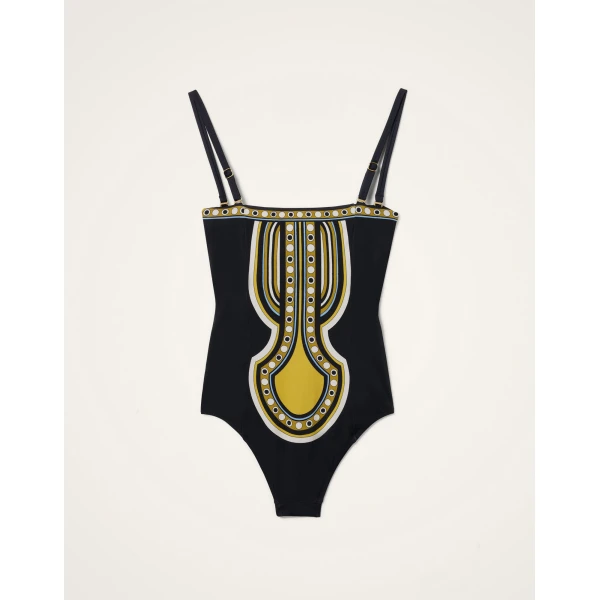 La DoubleJ Ursula Suit in Sanctuary Placée Black - Beachwear - Milanese Maximalist Fashion at Luxury Shoes 