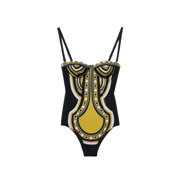 La DoubleJ Ursula Suit in Sanctuary Placée Black - Beachwear - Milanese Maximalist Fashion at Luxury Shoes 