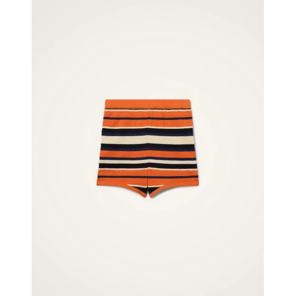 La DoubleJ Veneziana Shorts in Multicolor Orange - Shorts - Milanese Maximalist Fashion at Luxury Shoes 