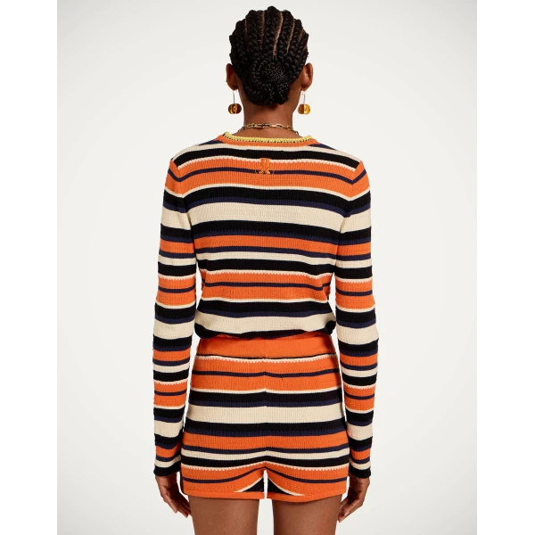 La DoubleJ Veneziana Top in Multicolor Orange - Tops - Milanese Maximalist Fashion at Luxury Shoes 