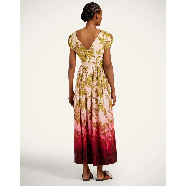 La DoubleJ Waldorf Dress in Oasis Ombré Placée Geen & Red - Dresses - Milanese Maximalist Fashion at Luxury Shoes 