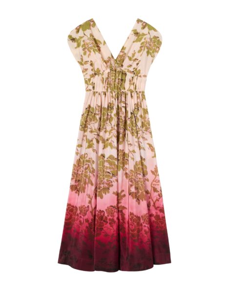 La DoubleJ Waldorf Dress in Oasis Ombré Placée Geen & Red - Dresses - Milanese Maximalist Fashion at Luxury Shoes 