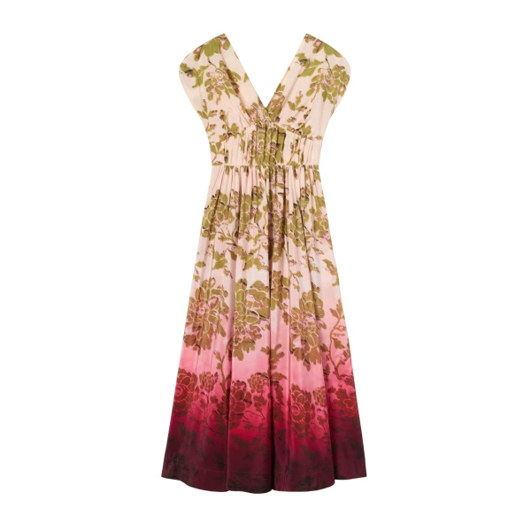 La DoubleJ Waldorf Dress in Oasis Ombré Placée Geen & Red - Dresses - Milanese Maximalist Fashion at Luxury Shoes 